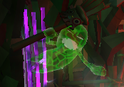 A Strong Greenie holding a spear resembling Krazy Kalimba in Luigi's Mansion: Dark Moon.