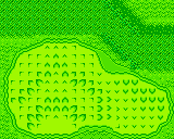 The green from Hole 9 of the Peach's Castle course from the Game Boy Color Mario Golf