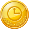 A gold Time Attack medal in New Super Mario Bros. U