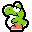 An unused title screen graphic of Yoshi from the game Yoshi