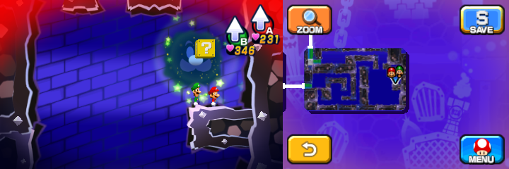 Eleventh block in Dreamy Neo Bowser Castle accessed by a first Koopa Clown Car Dreampoint of Mario & Luigi: Dream Team.