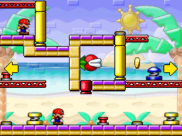 A screenshot of Room 2-2 from Mario vs. Donkey Kong 2: March of the Minis.