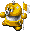 Battle idle animation of Axem Yellow from Super Mario RPG: Legend of the Seven Stars