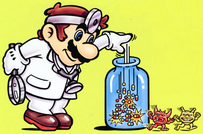File:Dr. Mario and Virus Artwork - USA 1991 Flyer.png