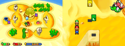 Second and third blocks in Gritzy Desert of the Mario & Luigi: Partners in Time.