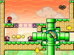 A screenshot of Room 3-5 from Mario vs. Donkey Kong 2: March of the Minis.