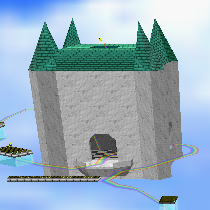 Squared screenshot of the Cloud House from Super Mario 64.
