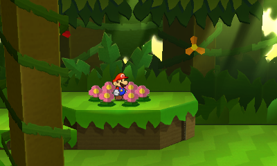 First paperization spot in Shy Guy Jungle of Paper Mario: Sticker Star.