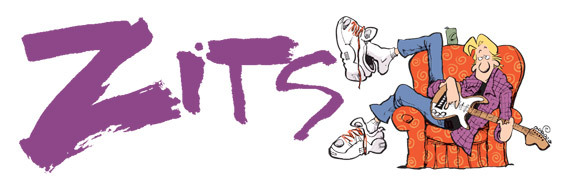 Zits logo, alongside the main character Jeremy