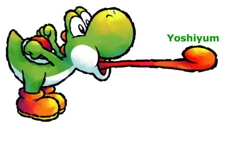 Yoshi with tongue out with my username.