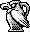 Black and white sprite of a Eagle Statue in Virtual Boy Wario Land