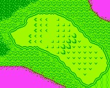 The green from Hole 17 of the Peach's Castle course from the Game Boy Color Mario Golf
