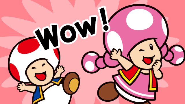 The "Wow!" stamp from Super Mario Maker 2.