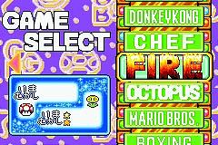 Early screenshot of the Game Select screen