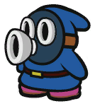 The Blue Snifit sprite from Paper Mario: Color Splash.
