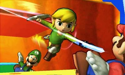 File:SSB4 3DS - Toon Link Misses Mario.png