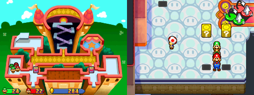 Thirteenth and fourteenth blocks in the present Princess Peach's Castle of Mario & Luigi: Partners in Time.
