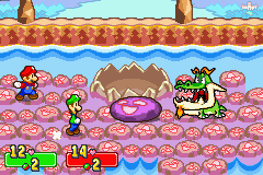 Mario and Luigi fight Dragohoho in Mario & Luigi: Superstar Saga