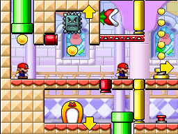 A screenshot of Room 6-5 from Mario vs. Donkey Kong 2: March of the Minis.