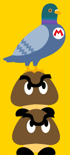 Animated image of Yamamura standing on a Goomba Tower from Super Mario Maker