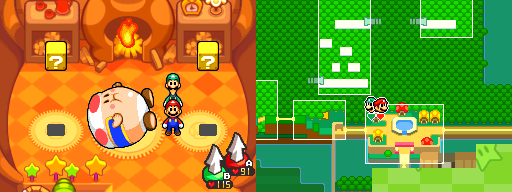 Fifth and sixth blocks in Toad Town of Mario & Luigi: Bowser's Inside Story.