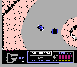 Screenshot of Circuit No-4 from Famicom Grand Prix: F1 Race