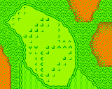 The green from Hole 11 of the Peach's Castle course from the Game Boy Color Mario Golf
