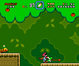 Mario still gets hurt, even if he's riding on a Yoshi! This is a glitch.