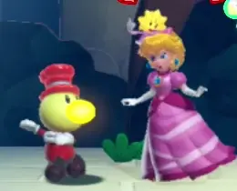 If Sparkle Peach stands close enough to an extra cheery Theet, such as the Balloon Theet, she will dance along with them as an idle animation.