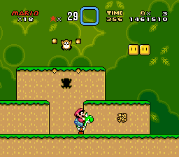 A screenshot of Mario and Yoshi in Yoshi's Island 2.