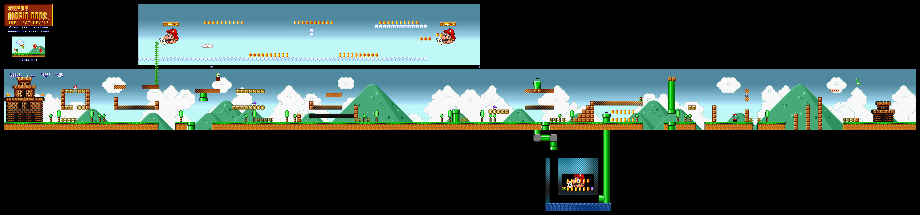 Map of World A-1 (Super Mario All-Stars version)