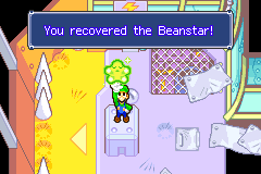 Luigi picking up the Beanstar in Koopa Cruiser of Mario & Luigi: Superstar Saga.