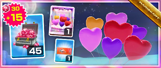 The Heart Balloons Pack from the 2020 Halloween Tour in Mario Kart Tour