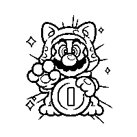 A stamp, depicting Lucky Cat Mario.