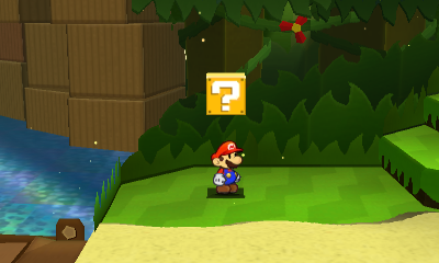 First ? Block in Shy Guy Jungle of Paper Mario: Sticker Star.