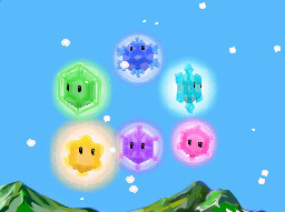Sparky, the pink one, along with other Snow Spirits.