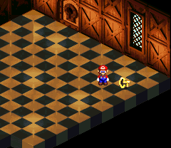 Room Key found in the room with invisible Fireballs in the Booster Tower of Super Mario RPG: Legend of the Seven Stars.