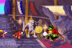 The start of the Krocodile Kore battle in Donkey Kong Country 2's Game Boy Advance remake.