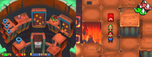 Second block in Thwomp Caverns of the Mario & Luigi: Partners in Time.