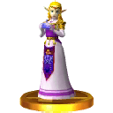 Adult Zelda's trophy, from Super Smash Bros. for Nintendo 3DS.