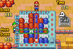 Screenshot of the Barrel minigame from Mario & Luigi: Superstar Saga.