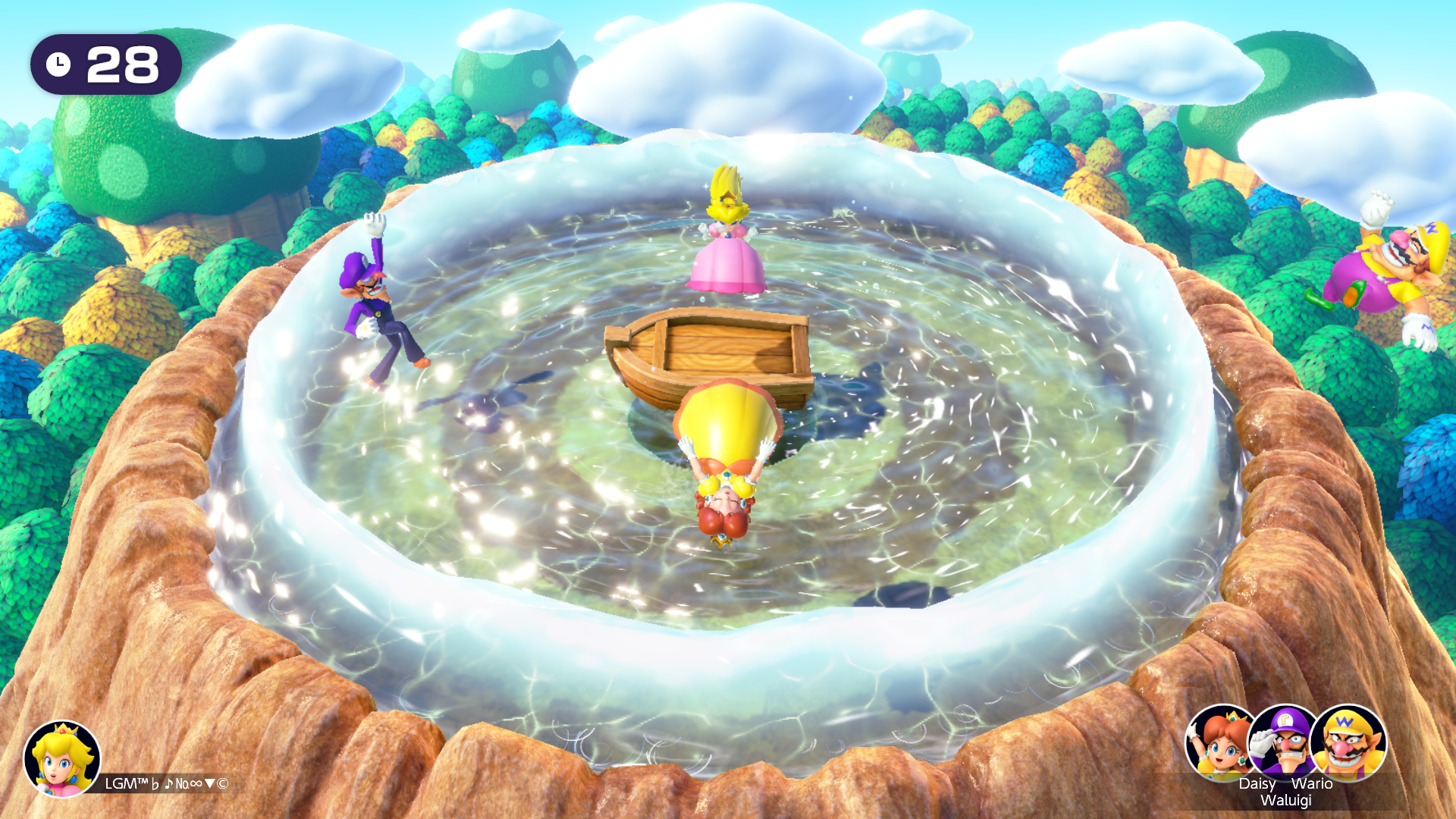 Tidal Toss Solo side: Ground-pound the boat to send waves toward your rivals. Team side: Jump over the waves!