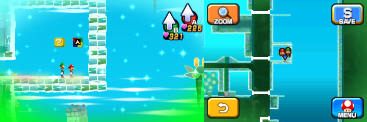 Nineteenth and twentieth blocks in Dreamy Somnom Woods accessed by a Dreampoint of Mario & Luigi: Dream Team.