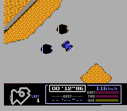 Screenshot of Circuit No-2 from Famicom Grand Prix: F1 Race