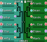 Singles Bracket for the Island Open tournament in Mario Tennis (Game Boy Color)