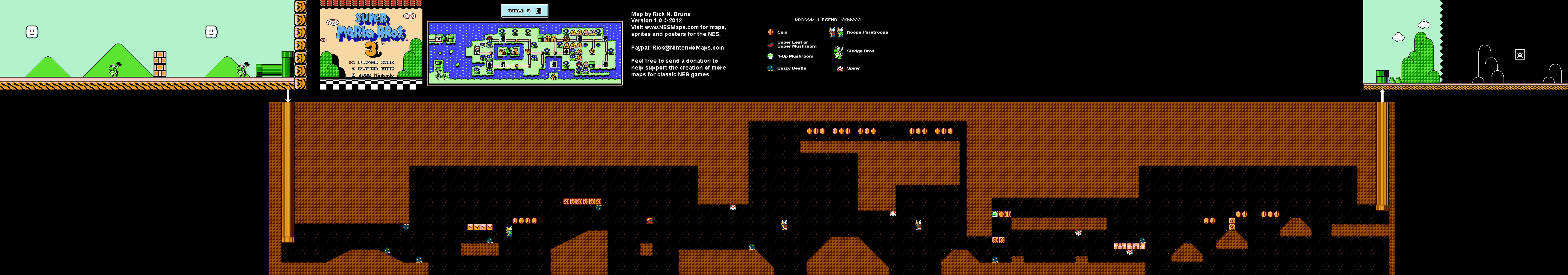 Map of World 4-3 of Super Mario Bros. 3