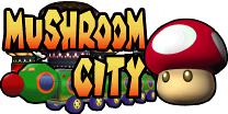 The logo for Mushroom City, from Mario Kart Double Dash!!.