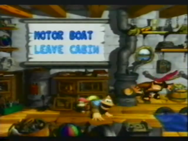 Dixie and Kiddy meet Funky (on a hoverboard à la DKC2) in the Donkey Kong Country 3 beta.