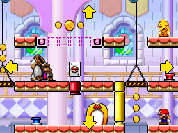 A screenshot of Room 6-7 from Mario vs. Donkey Kong 2: March of the Minis.
