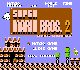 The title screen for Super Mario Bros.: The Lost Levels